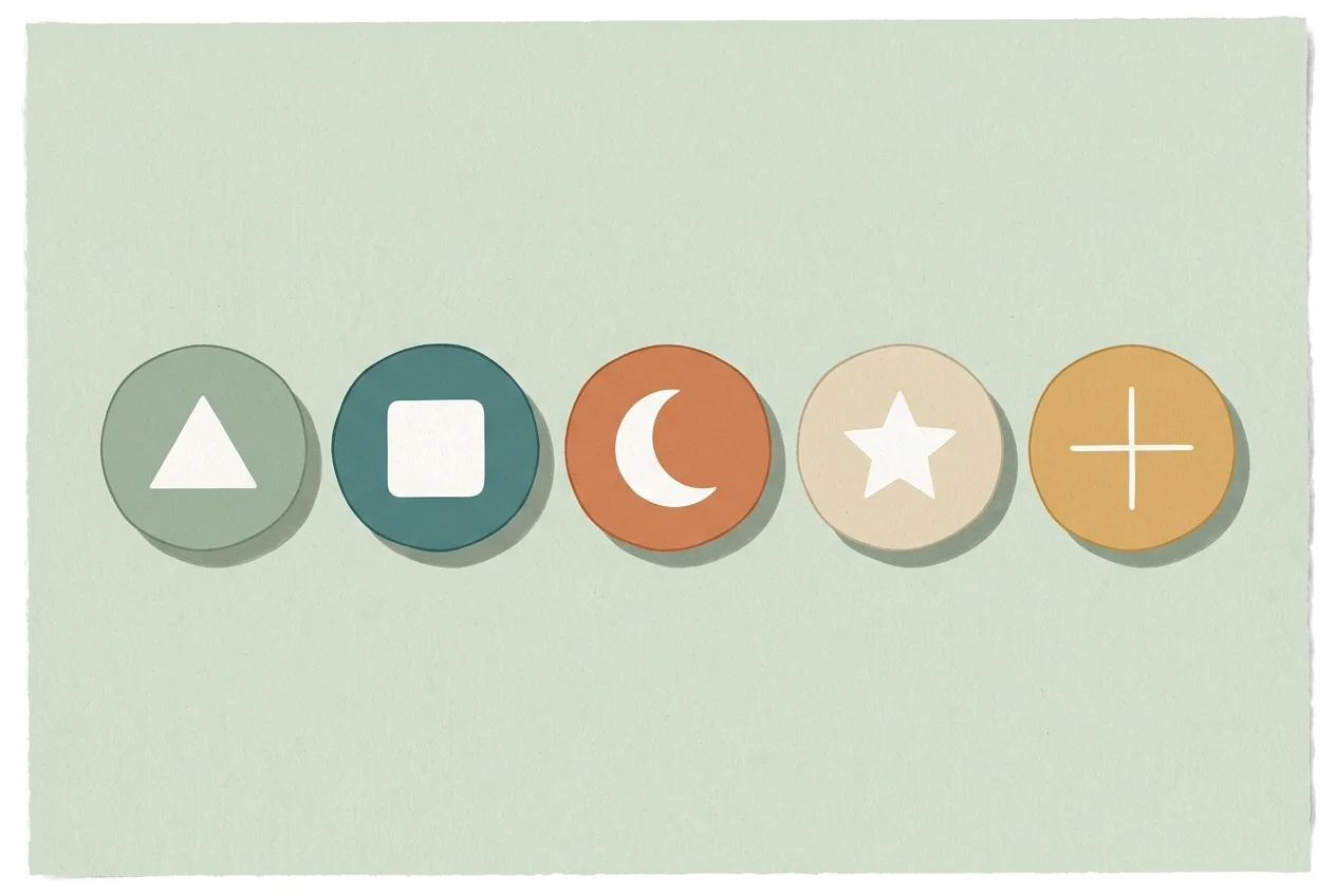 Five app icons arranged in a row on a minimalist teal gradient background